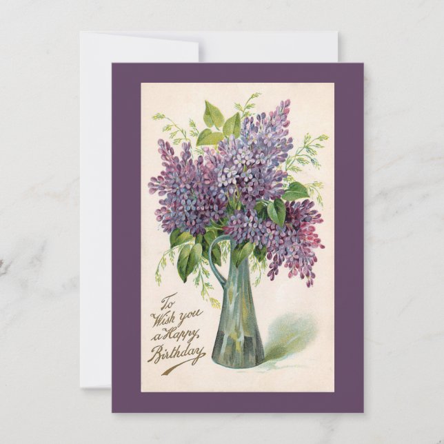 Birthday Lilacs Vintage Grußkarte Karte (Vorderseite)