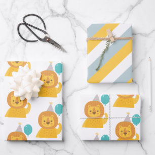 Birthday Lion Wrapping Paper Sheets Geschenkpapier Set