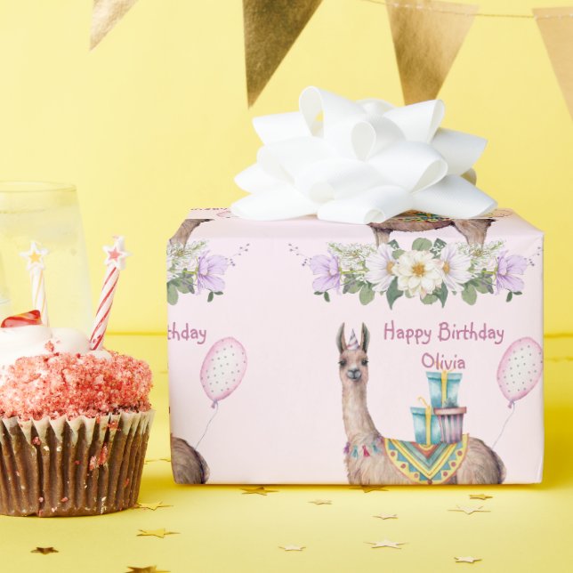 Birthday Llama Geschenkpapier (Geburtstagsparty)