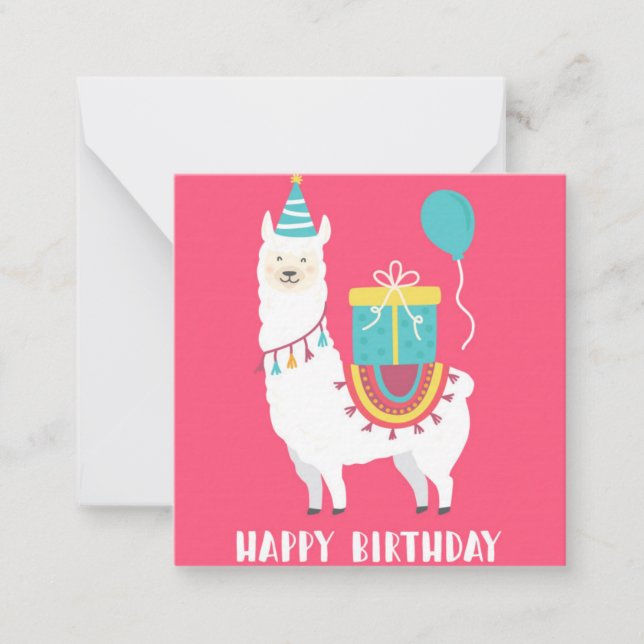 Birthday Llama Mitteilungskarte (Vorderseite)