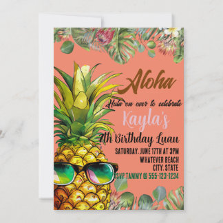 Birthday Luau Custom Kids Einladung