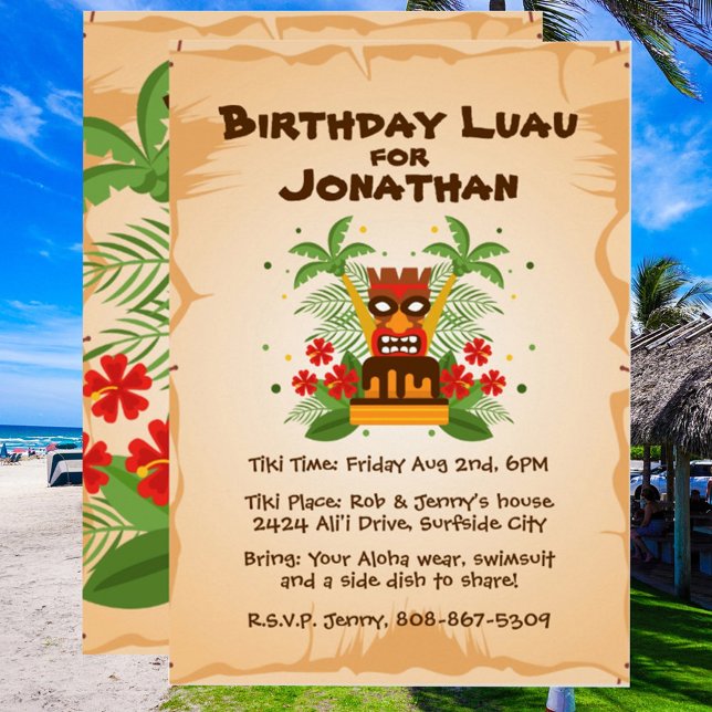 Birthday Luau Tropical Hawaiian Tiki Bar GRILLEN P Einladung (Von Creator hochgeladen)