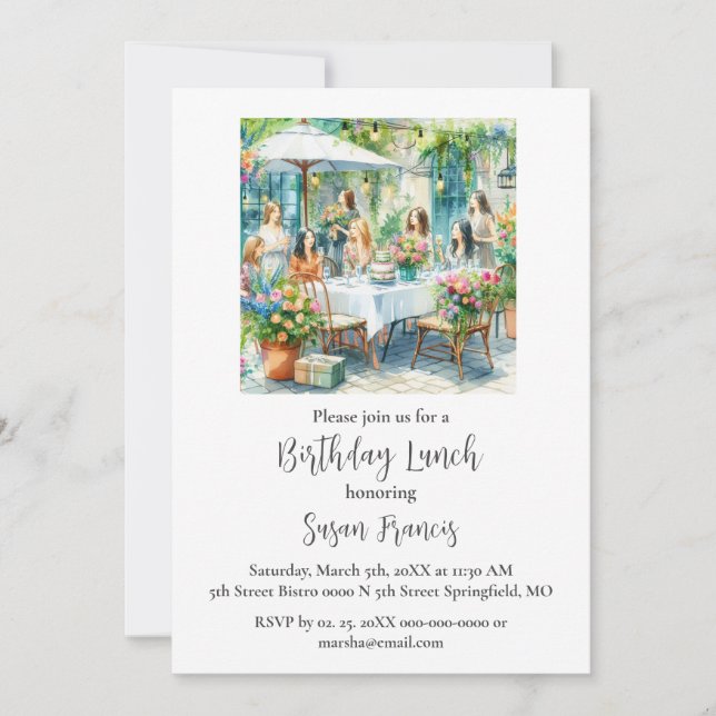 Birthday Lunch Chic Ladys Einladung (Vorderseite)