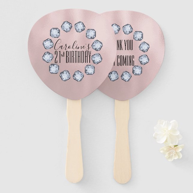 Birthday Luxury Rose Gold Glas Textur Fächer (Vorne und Hinten)