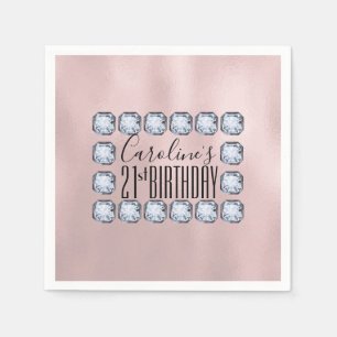 Birthday Luxury Rose Gold Glas Textur Serviette