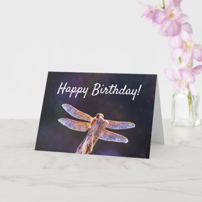 Birthday Magic Dragonfly Nature Happy Birthday Karte (Orchidee)