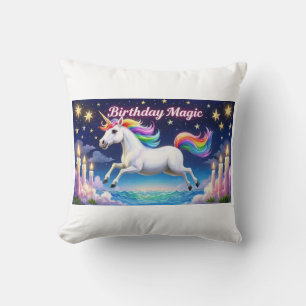 Birthday Magic poster Whimsical Einhorn Party Art Kissen