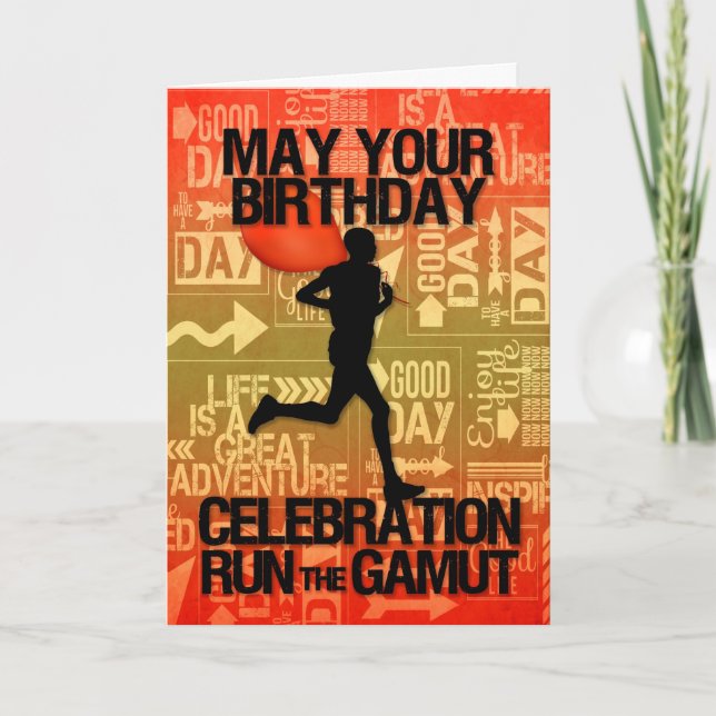 Birthday Male Runner Sport Thema Karte (Vorderseite)