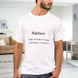 Birthday man Mythos Legende Name Spaß T-Shirt<br><div class="desc">Für einen weißen,  hellen T - Shirt. Personalisieren und fügen Sie Ihr eigenes Foto des Geburtstagsjungen/Mannes hinzu. Personalisieren und fügen Sie einen Namen,  Alter 40 und einen Text. Text: Der Mann,  der Mythos,  die Legende. Schwarzer Text.</div>