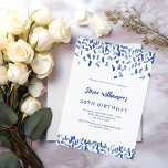 Birthday Marine blauen Konfetti Männer Typ Einladung<br><div class="desc">Modernes,  elegantes und einladendes Hotel. Weiß mit blauen Konfetti dekoriert. Personalisieren und fügen Sie einen Namen und Details. Blauer Text.</div>