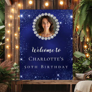 Birthday Marine Blue Glitzer Foto Diamanten willko Poster