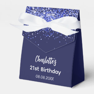 Birthday Marine Blue Glitzer Name vielen Dank Geschenkschachtel