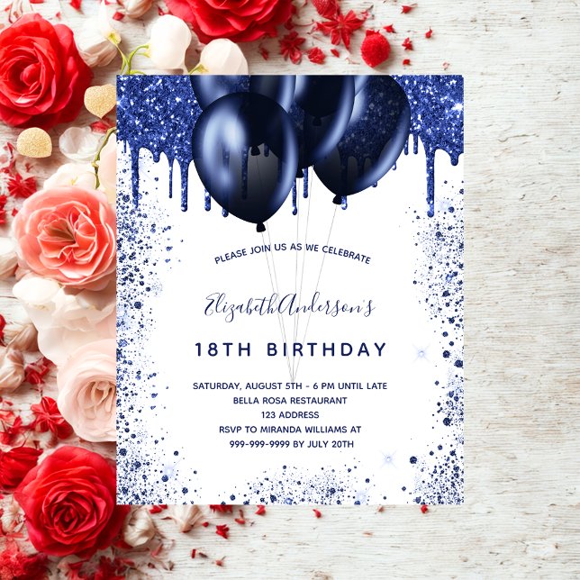 Birthday Marine Blue White Budget Einladung Flyer (Von Creator hochgeladen)