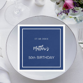 Birthday Marineblau Weiße minimalistische Männer T Serviette