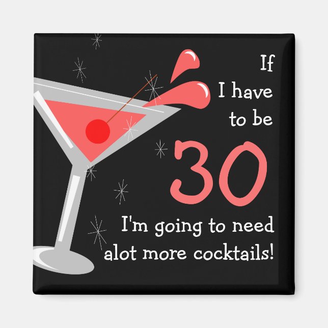 Birthday Martini Cocktail Funny Magnet (Vorne)