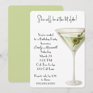 Birthday Martini Party auf Weiß Einladung