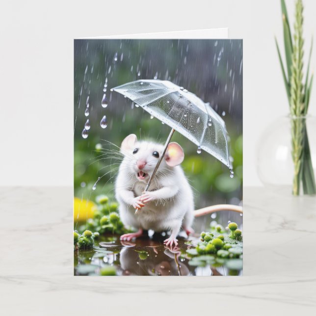 Birthday Maus mit Umbrella Karte (Vorderseite)