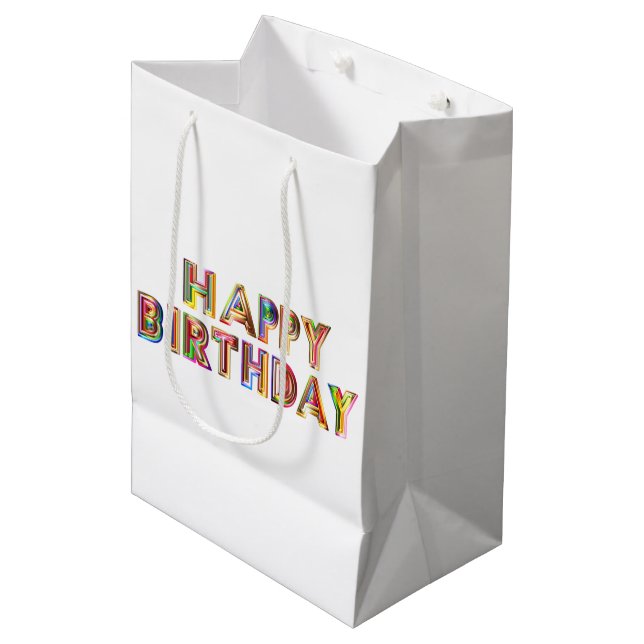 Birthday Medium Geschenktasche Mittlere Geschenktüte (Vorderseite Schrägansicht)
