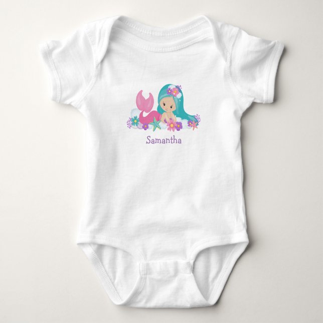 Birthday Mermaid Party Baby Bodysuit Baby Strampler (Vorderseite)
