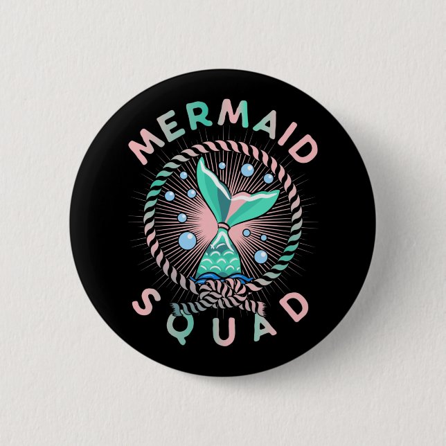 Birthday Mermaid Squad Father Kids Mom Button (Vorderseite)