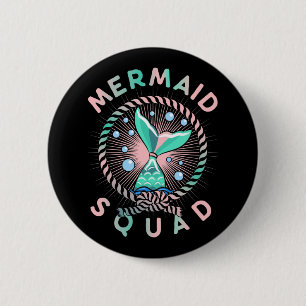 Birthday Mermaid Squad Father Kids Mom Button