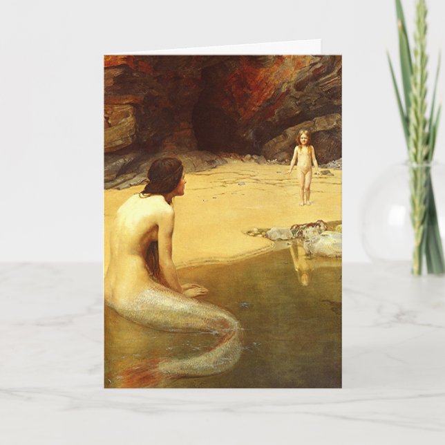 Birthday Mermaid und Kind Karte (Vorderseite)