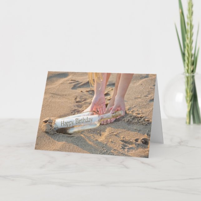 Birthday Message In a Bottle Karte (Vorderseite)
