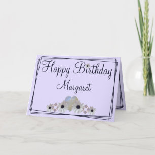 Birthday Moonstone Daisies Fraktal Border Lila Karte