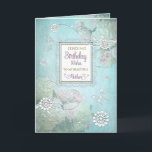 Birthday, Mother, Elegant Country Floral Aqua Blue Karte<br><div class="desc">Beautiful and elegant is this soft and dreamy birthday greeting with a hint of country with its flowers blended into design along with  graphic butterflies.
Image has been designed digitally for a more realistic effect.</div>