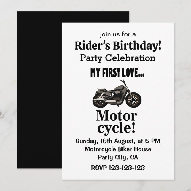Birthday Motorrad Klassisches Motorrad Einladung (Vorne/Hinten)