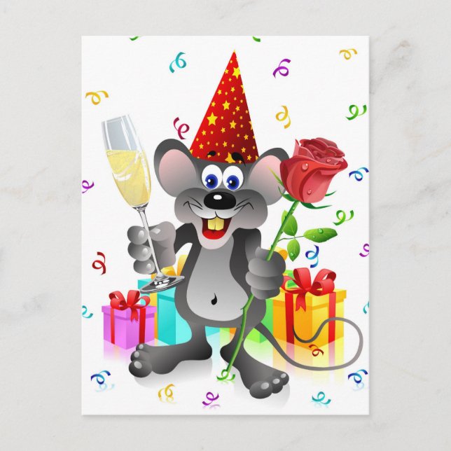 Birthday Mouse Postkarte (Vorderseite)