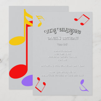 Birthday Music Notes Invitation Einladung
