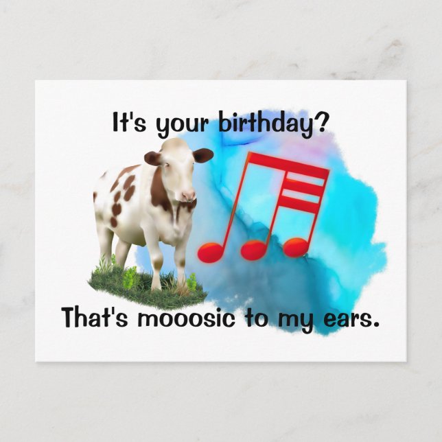 Birthday Musical Cow Postkarte (Vorderseite)