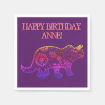 Birthday Napkins Dinosaur Art, Mandala Dinosaurier