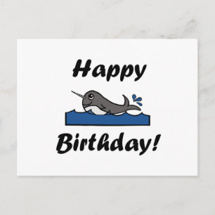 Birthday Narwhal Postkarte