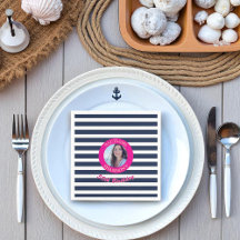 Birthday Nautic Foto Napkins Pink