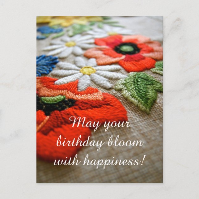 Birthday Needle Art Postkarte (Vorderseite)