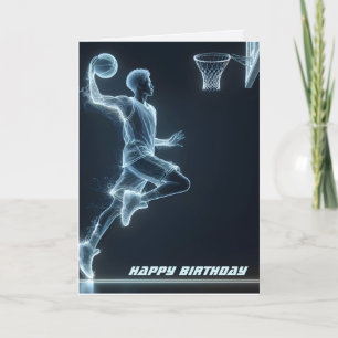 Birthday Neon Basketball Player Karte