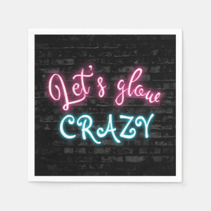 Birthday Neon Glow Sign on Brick Wall Serviette