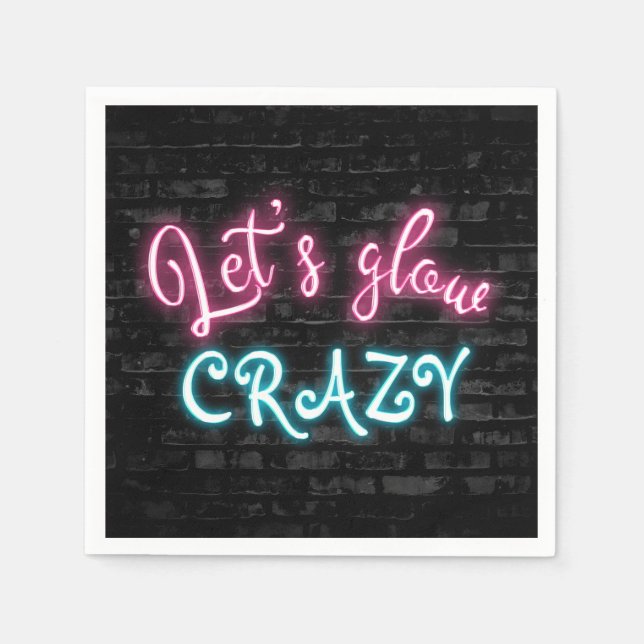 Birthday Neon Glow Sign on Brick Wall Serviette (Vorderseite)