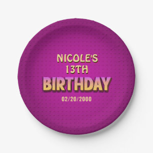 Birthday Neon Pappteller