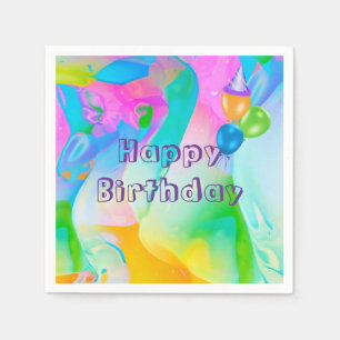 Birthday Neon Rainbow Abstrakt Serviette