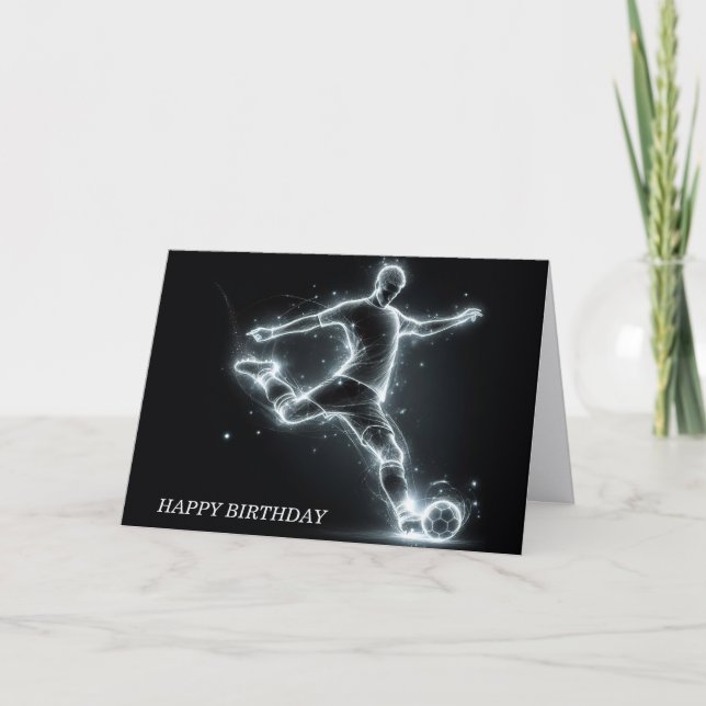 Birthday Neon Soccer Player Karte (Vorderseite)