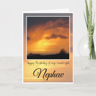 Birthday Nephew, Helle Sonne hinter Sturmwolken, Karte