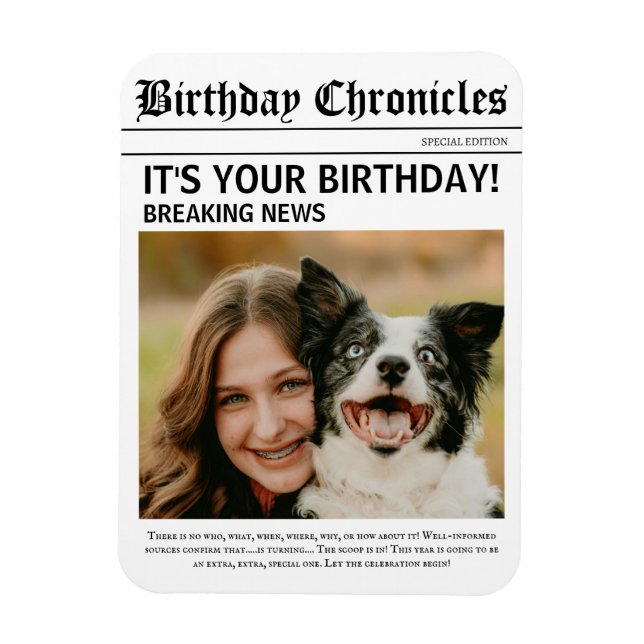 Birthday News  Magnet (Vertikal)