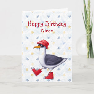 Birthday Niece Fun Niedlich Seagull Bird Card Karte