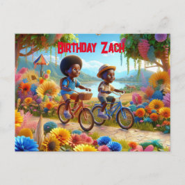 Birthday on a Bike Einladungspostkarte