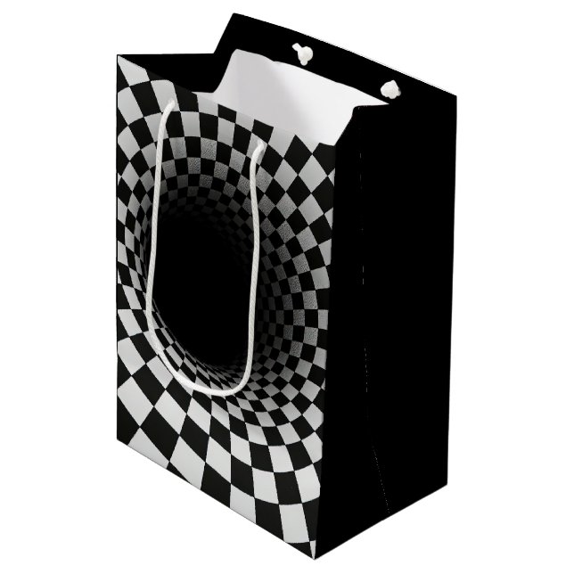 Birthday Optical Illusion Black Hole Mittlere Geschenktüte (Vorderseite Schrägansicht)