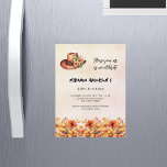 Birthday Orange Blume boho cowgirl Luxus Magneteinladung<br><div class="desc">Eine Rose Gold,  rot rosa Farbverlauf Hintergrund. Orangefarbene Blume und ein Hut mit Blume im bohobischen Stil. Personalisieren und fügen Sie einen Namen und Party-Details hinzu.</div>