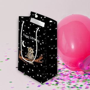 Birthday Owl Crystal Necklace Branch Moon Stars Kleine Geschenktüte